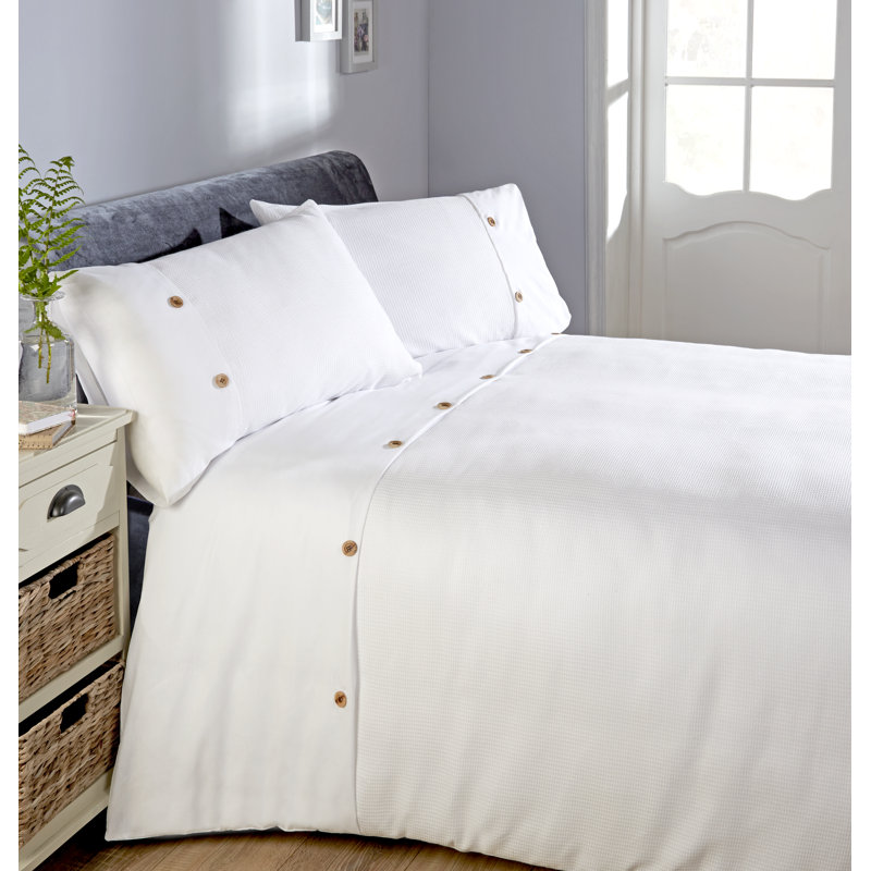 Mayes Classic Cotton Blend Solid Colour Duvet Cover with Pillowcases, Grey, Super King - 2 Standard Pillowcases