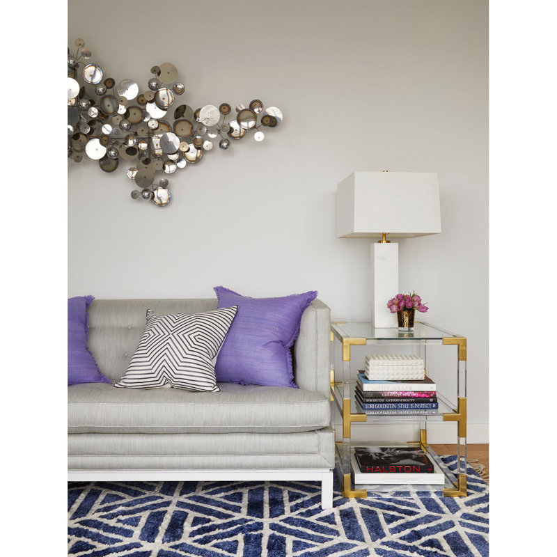 Clear Glass and Brass Two-Tier Side Table
