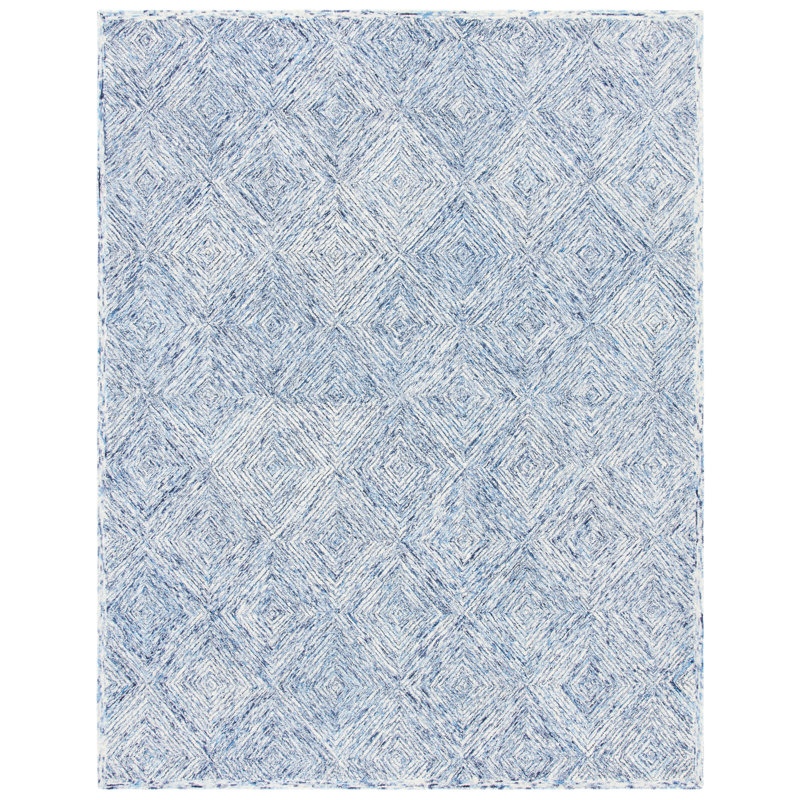 Tapis bleu en laine touffeté à la main Didonato, Rectangle 8 pi x 10 pi