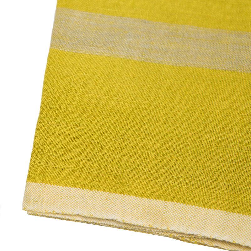 Laundered Stripe Tea Towel Kitchen Towel, Lime/Gray