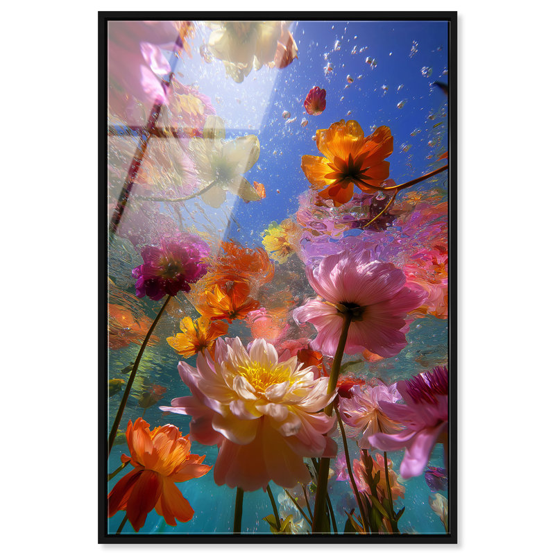Liquid Bloom II Print, 31"H x 21"W, Black Floater Frame