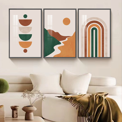 "Modern Geometric", impression sur toile encadrée 3 pièces pour salon