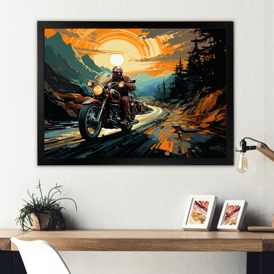Expressionniste à moto, art mural sur toile