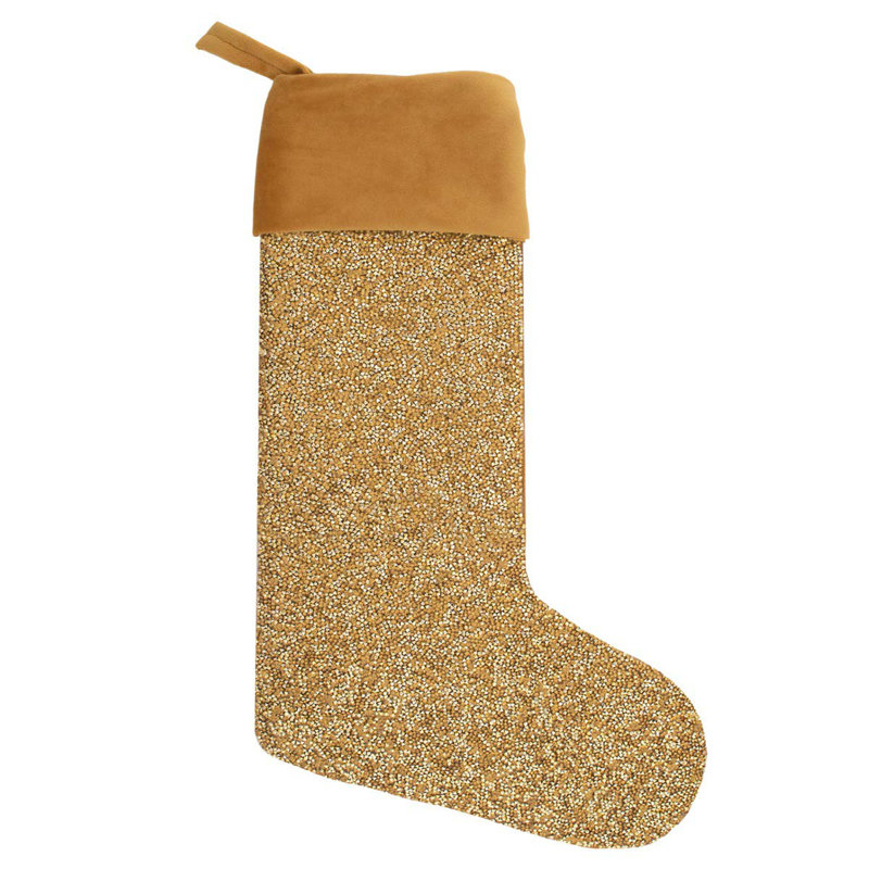 Gold Velvet and Rhinestone Christmas Stocking