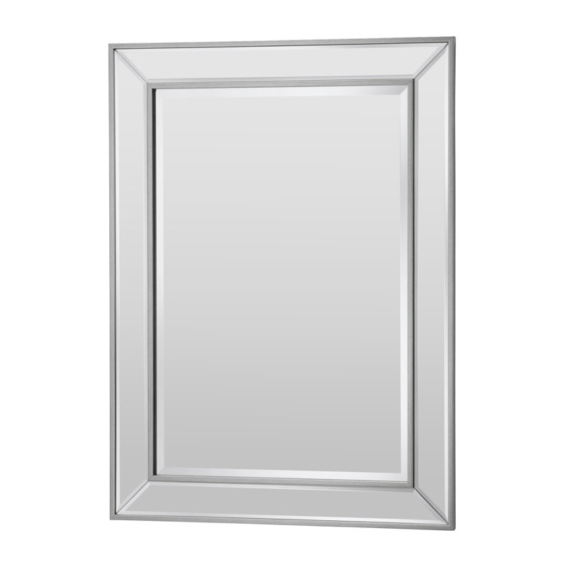 Seamus Bevelled Angled Framed Wall Mounted Accent Mirror, 95cm H x 69.5cm W, Champagne