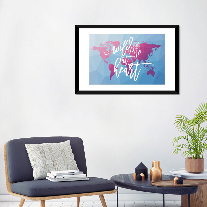 «Geo Map Boho I», impression sur toile, H 16 po x l 24 po x P 1 po, Papier d'art encadré noir, Blanc