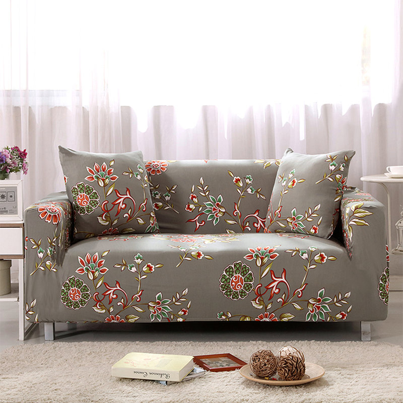 Housse pour canapé à coussins carrés/rectangulaires, Mélange de polyester à motif de bouquets de fleu, 35"-55"