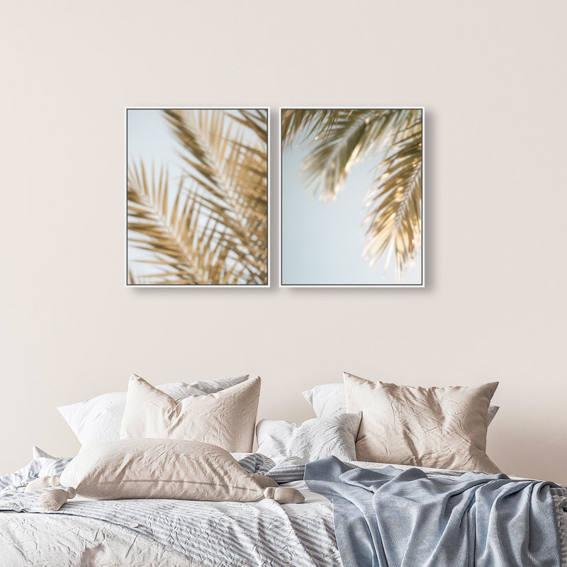 Palm Visions Set Floral & Botanical Canvas Print by Oliver Gal, Black Frame, 16 x 20, 25"H x 31"W, White Floater Frame