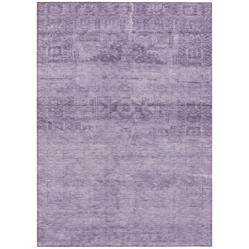 3' X 5' Plum And Purple Medallion Washable Indoor Outdoor Area Rug