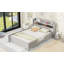 Lit élégant pour appartement, chambre d'amis, lit plateforme, lit plateforme en bois avec éclairage à DEL intégré, tête de lit avec rangement et garde-corps-521301147