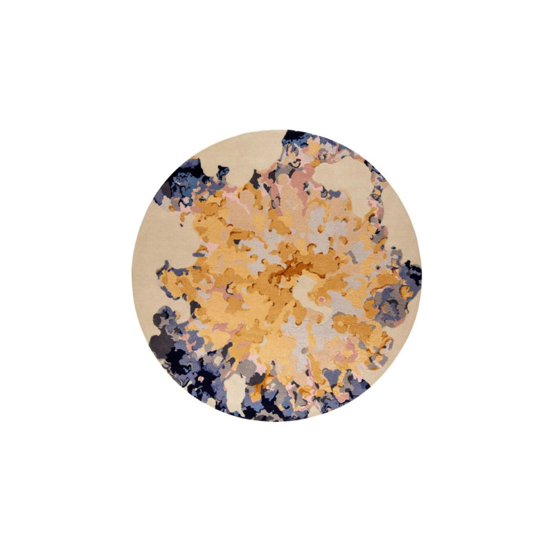 Multicolored Abstract Round Rug, Round 5'