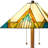 62" Two Light Tiffany Style Floor Lamp With Amber Blue And Green Stained Glass Shade