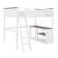 Lit mezzanine avec bureau, tablette ouverte et boîte de rangement, station de charge USB