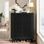 Armoire à chaussures 33,46 po en bois noir moderne à 6 niveaux avec portes à persiennes-840075674