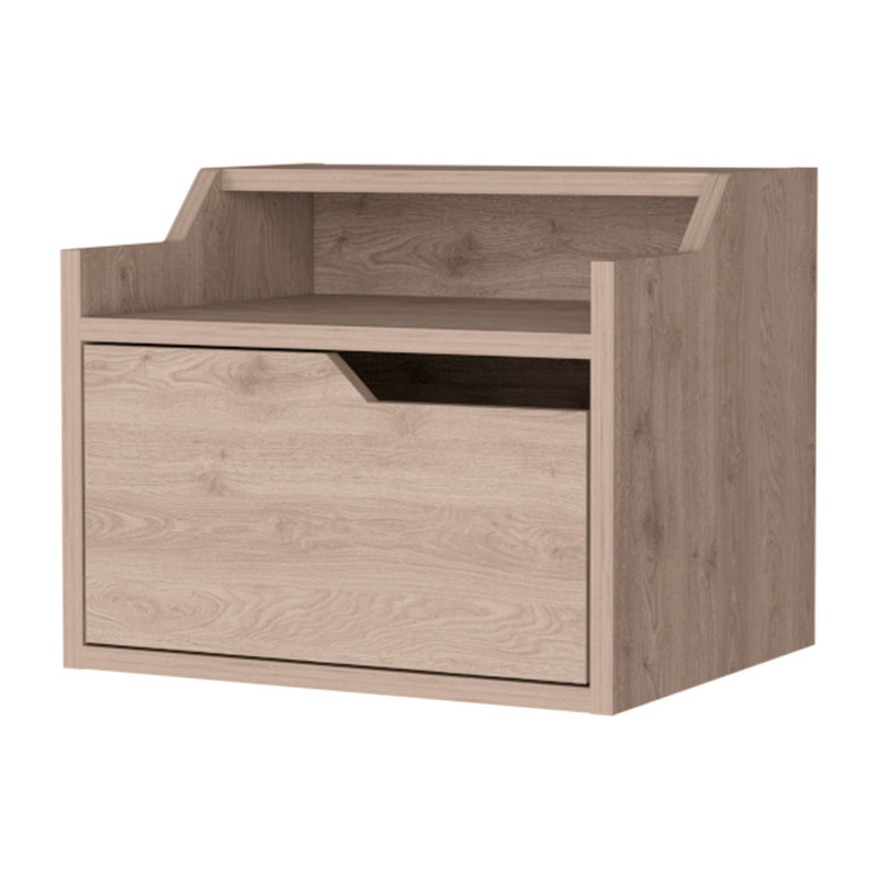 Dual-Shelf Display Floating Nightstand, Light Gray