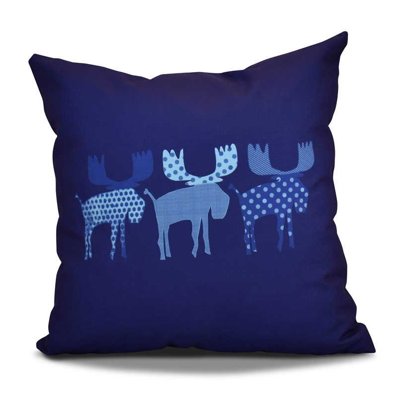 Housse de coussin décorative carrée à imprimé de noël à motif animalier de noël, H 20 po x l 20 po, Bleu