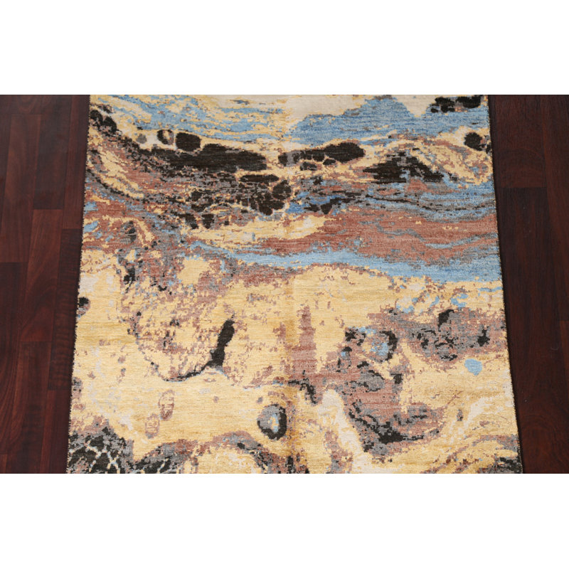 Vegetable Dye Abstract Wool Area Rug 4x6