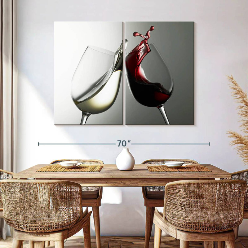 Blanc et vin rouge - Ensemble de 2 toiles tendues, H 42 po x l 57 po x P 1,25 po