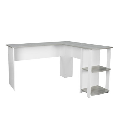 Bureau moderne en L avec tablettes latérales