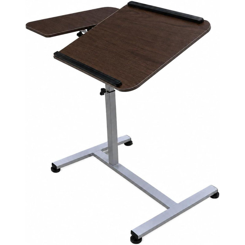 Adjustable Height Iron Computer Desk, Brown/White
