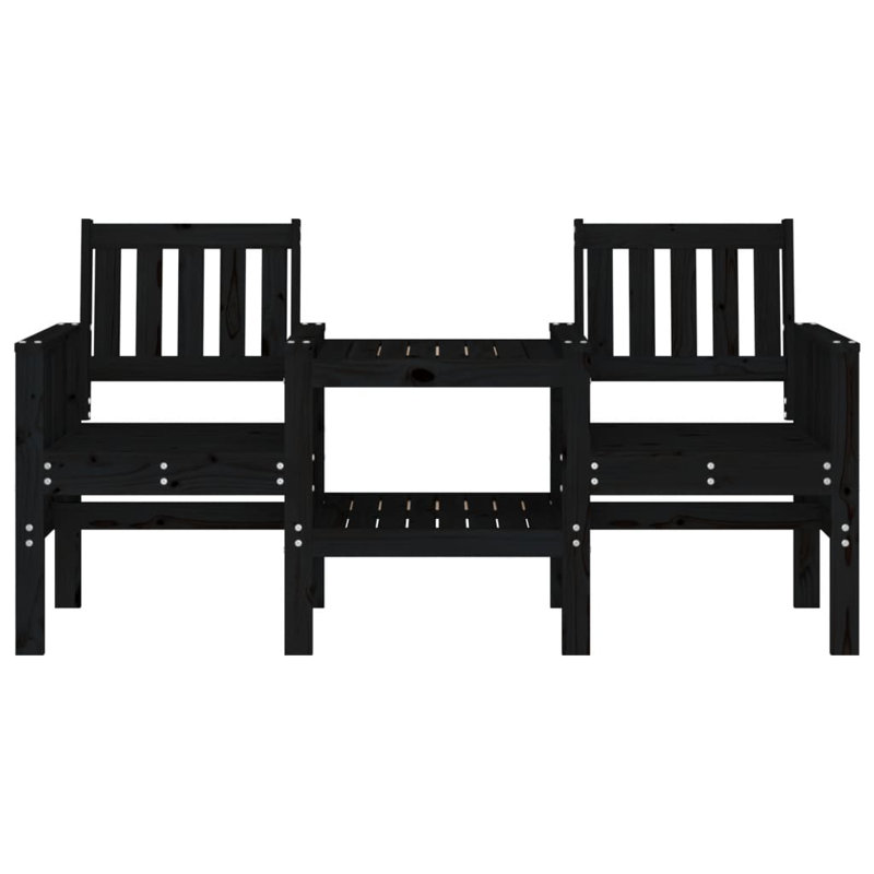 Solid Wood Outdoor Bench, Black