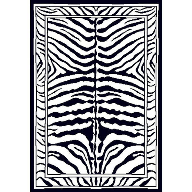 Zone Modern Area Rug With Bordered Animal Print African Exotic Carpet Rug With Jute Backing - Zebra Print
