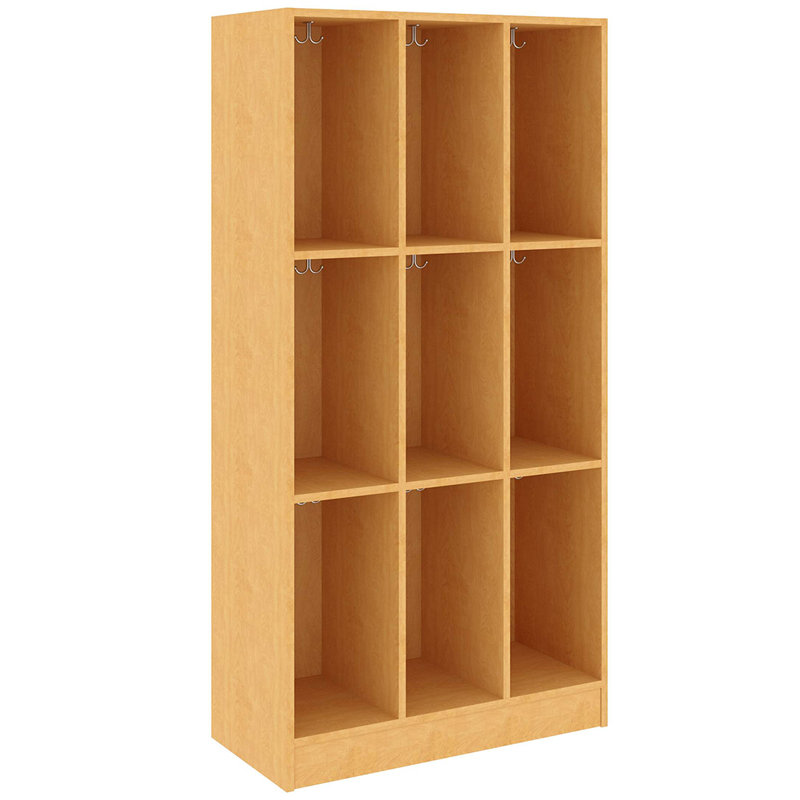 Armoire de rangement pour salle de classe triple à neuf compartiments, H 59 po x l 36 po x P 17 po, Érable