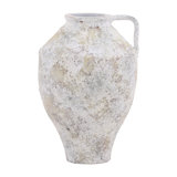 Halina 18" Tall Terracotta Vase, Distressed White