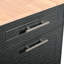 Îlot de cuisine cannelé K&K avec armoire de rangement pour poubelle, prise de courant, support de rangement interne, îlots de cuisine roulants sur 5 roues avec 3 tiroirs, 3 supports latéraux ouverts pour poubelle de 10 gallons, noir-1440802089