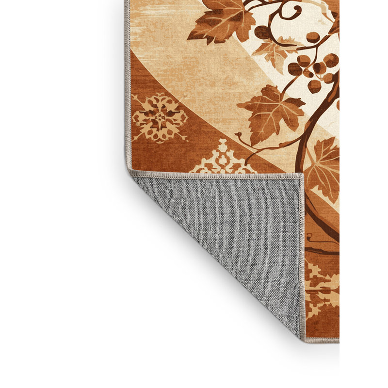Machine Washable Ortmund Grapevine Global Inspired Moroccan Rug in Beige – Beige Binding, 7' Round
