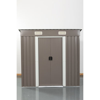 Remise extérieure en fer de 6 pi x 4 pi - Panneaux en acier galvanisé, métal ventilé avec porte coulissante robuste