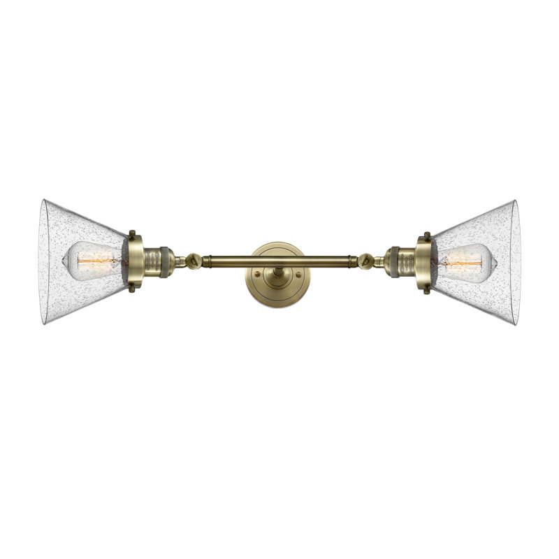 Éclairage pour meuble-lavabo de salle de bain 2 lumières Cone, Grainé, Laiton antique, Ampoule non incluse