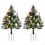 Arbre de Noël artificiel pré-éclairé 2,5 pi avec 2 branches 2,5 pi / 30 po, 70 lumières DEL, baies, pommes de pin et boules