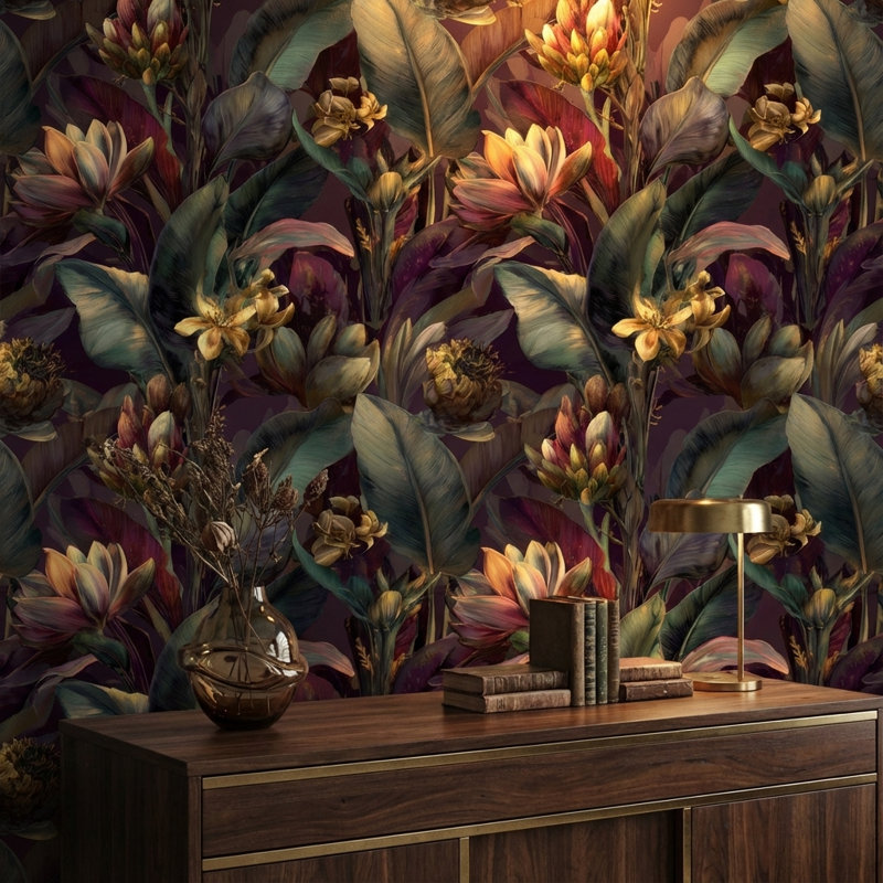 Papier peint floral, décoration murale vintage luxueuse et amovible