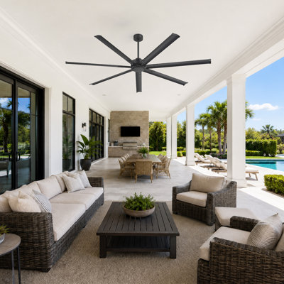 84” Large Industrial Ceiling Fan with Remote, 8-Blade Aluminum Indoor/Outdoor Fan, Quiet Reversible DC Motor, 6 Speeds, for Patio, Warehouse, Barn
