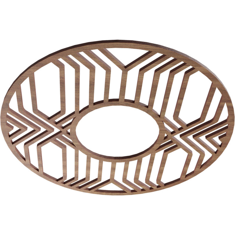 18"OD x 6 5/8"ID x 1/4"T Empire Wood Fretwork Pierced Ceiling Medallion, Cherry, Walnut, 16" H x 16" W x 0.38" D