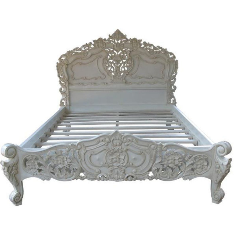 Andre Solid Wood Bed, Double (4'6), Antique White
