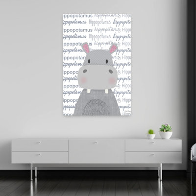 Baby Hippo 1 Piece Wrapped Canvas Wall Art