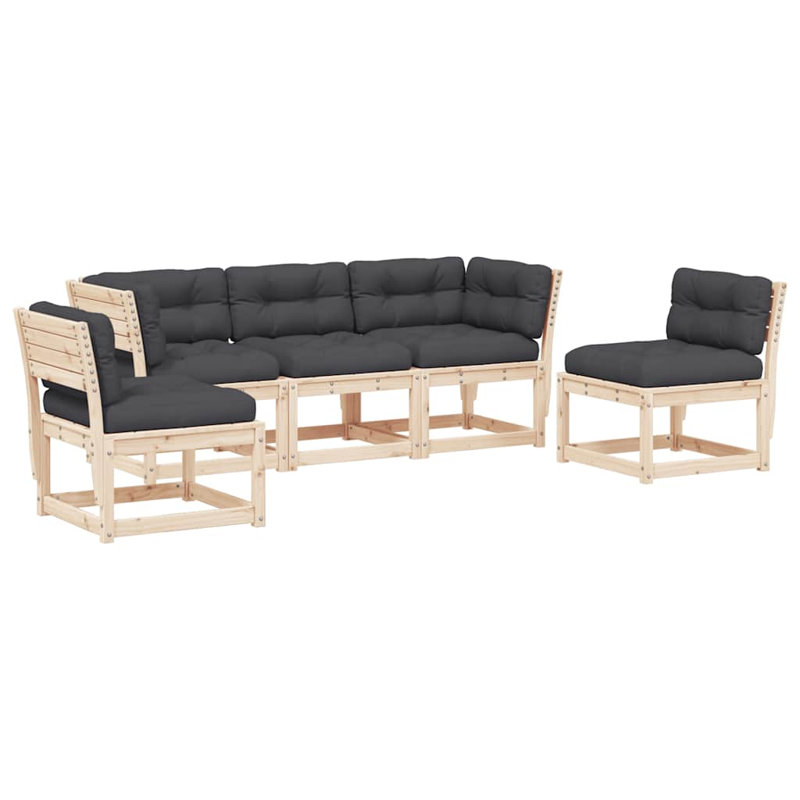 209.5 cm W Patio Sofa with Cushions, Gray, Brown
