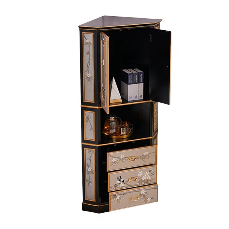Hand-Painted Triangular Corner Storage Cabinet