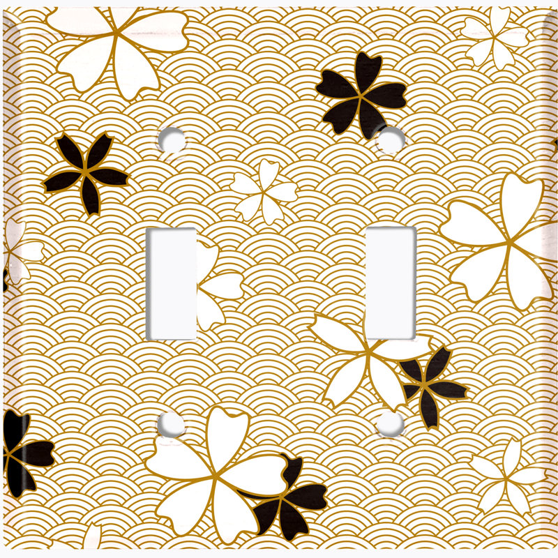 Couvercle de prise de plaque d'interrupteur en métal (motif floral brun clair - bascule simple)