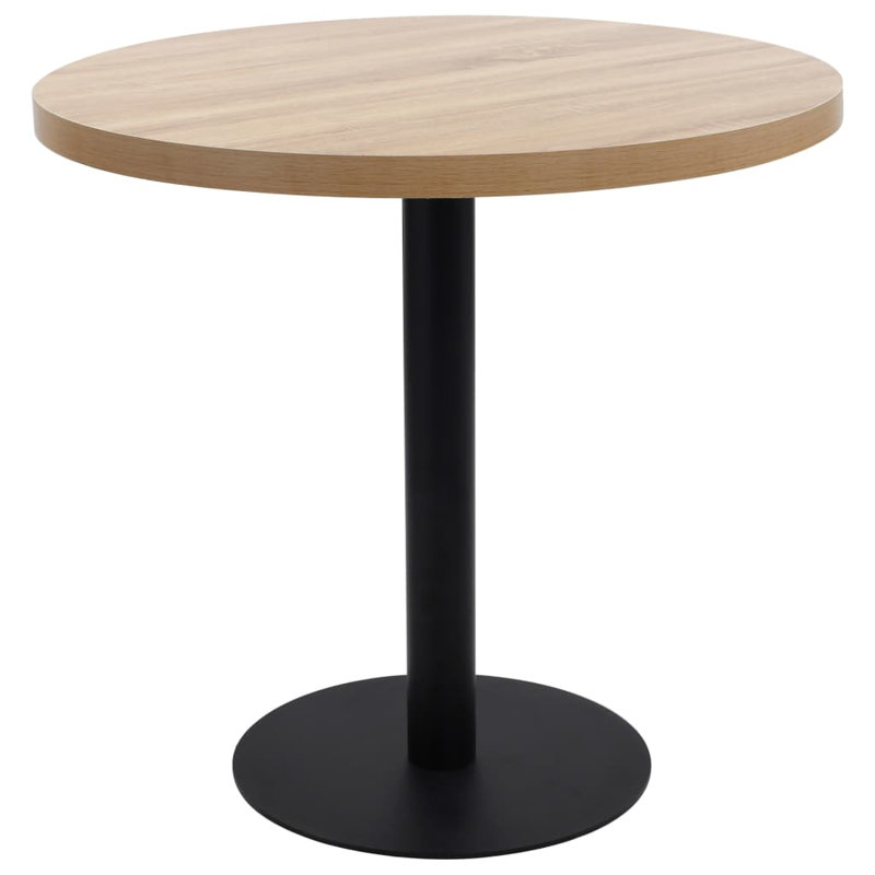 Jamarre Round Metal Base Dining Table, Dark Brown, Black