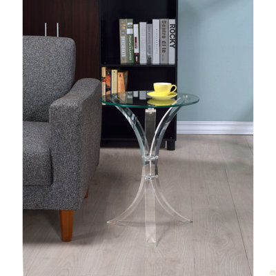 Bailey Clear Round Glass Top Acrylic Side Table