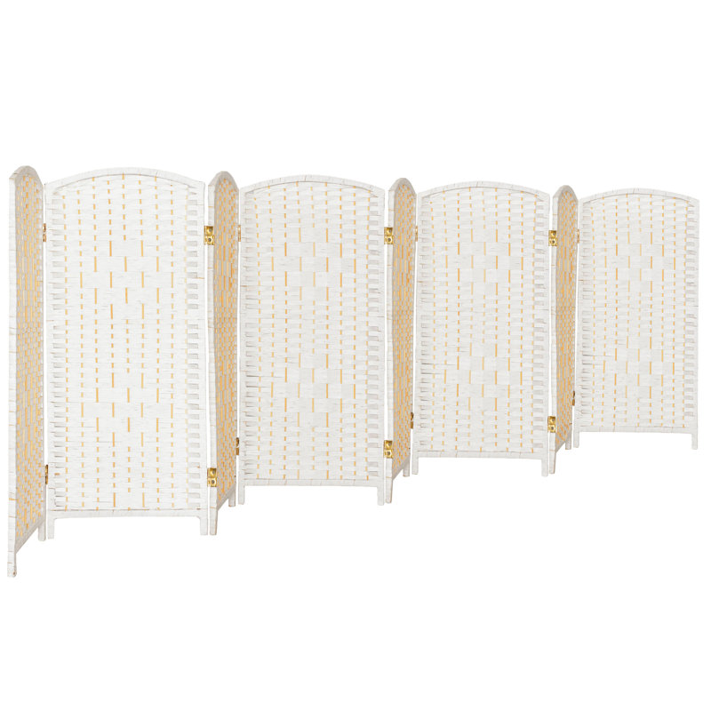 Paravent Short Diamond Weave, 2 pi, 8, Blanc
