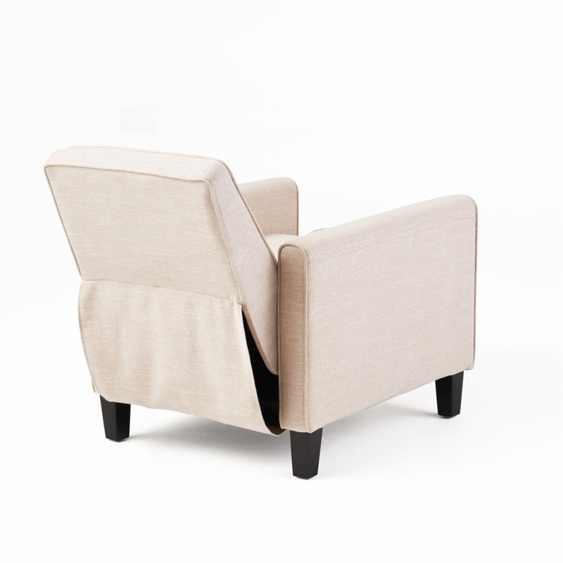 Linen Manual Push Back Recliner Chair, Beige