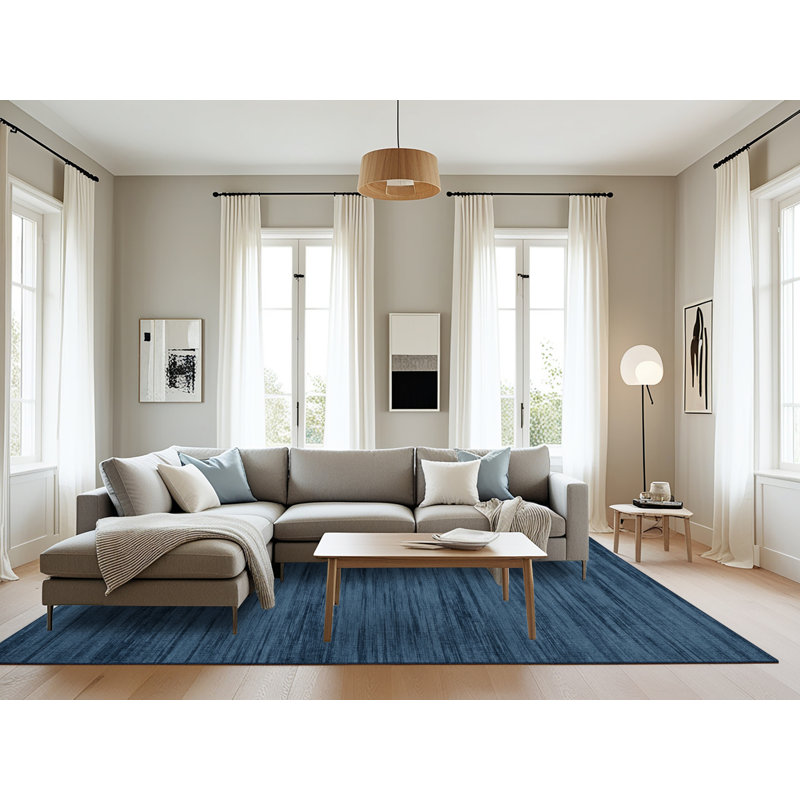 Machine Washable Solid Gray Area Rug, Rectangle 6' x 9'