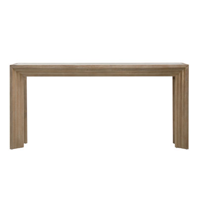 Cleo 68" Wide Pine Wood Console Table w/ Glass Top, Light Warm Wash