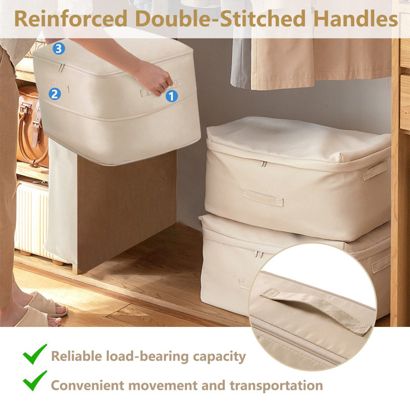 65L Foldable Storage Bag For Comforter, Beige