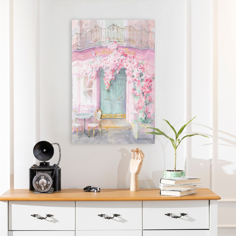 Art turquoise et balcon pastel Paris IV, H 24 po x l 16 po