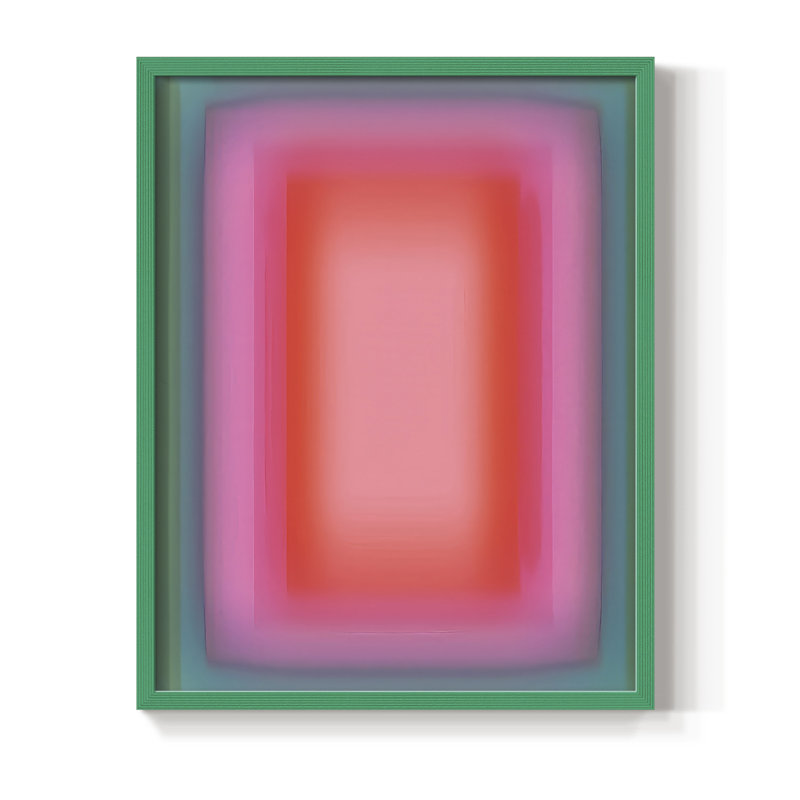 Vibrant Aura II Framed Print - Solid Wood, 30" H x 24" W, Green Framed
